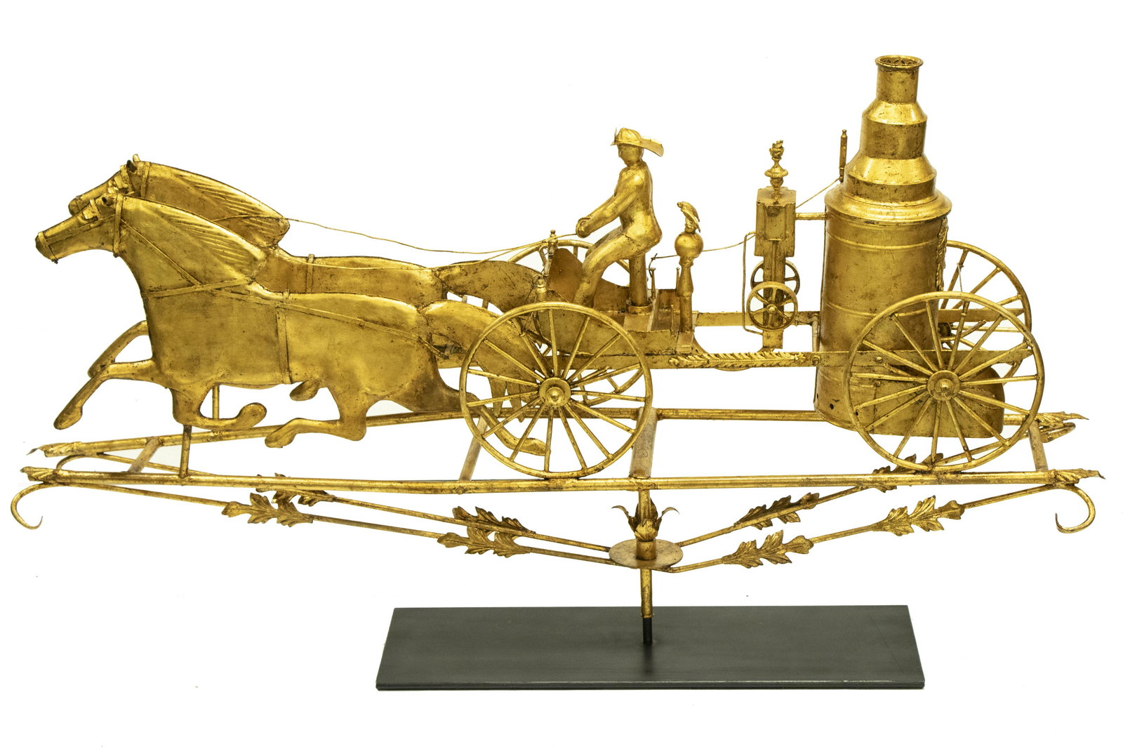 20TH C. GILT COPPER FIRE PUMPER WEATHERVANE ON CUSTOM (1 of 4)