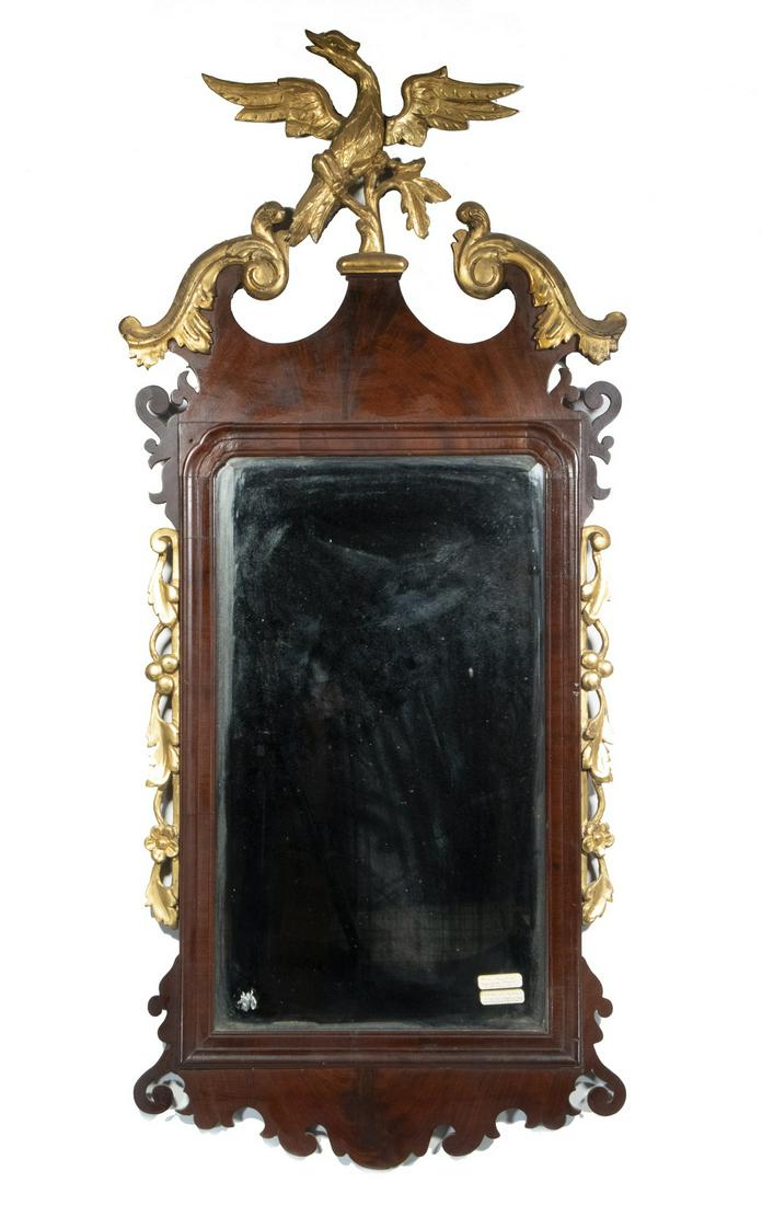 CHIPPENDALE MAHOGANY MIRROR WITH EAGLE FINIAL (1 of 4)