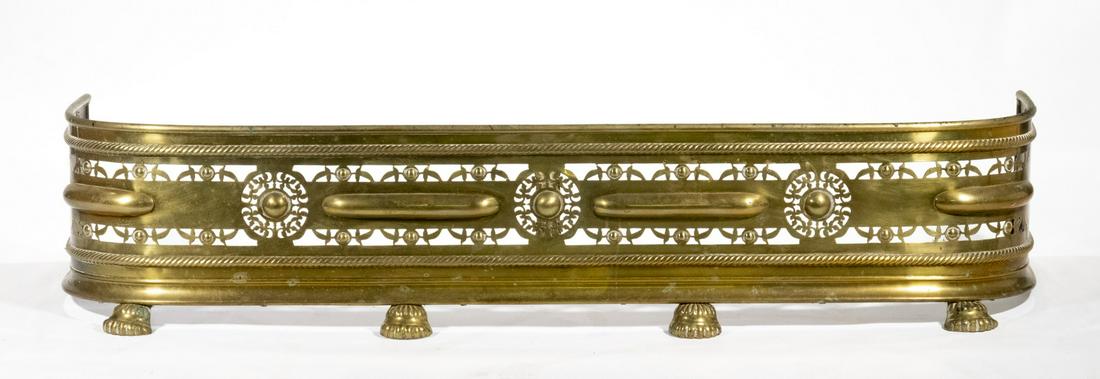 LARGE BRASS FIREPLACE FENDER (1 of 2)