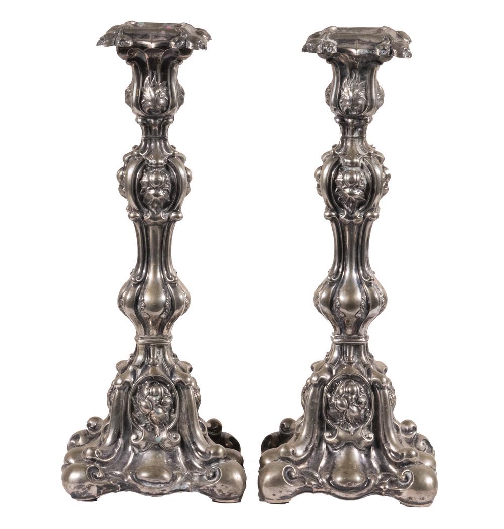 PR GERMAN 750-SILVER BAROQUE CANDLESTICKS (1 of 2)