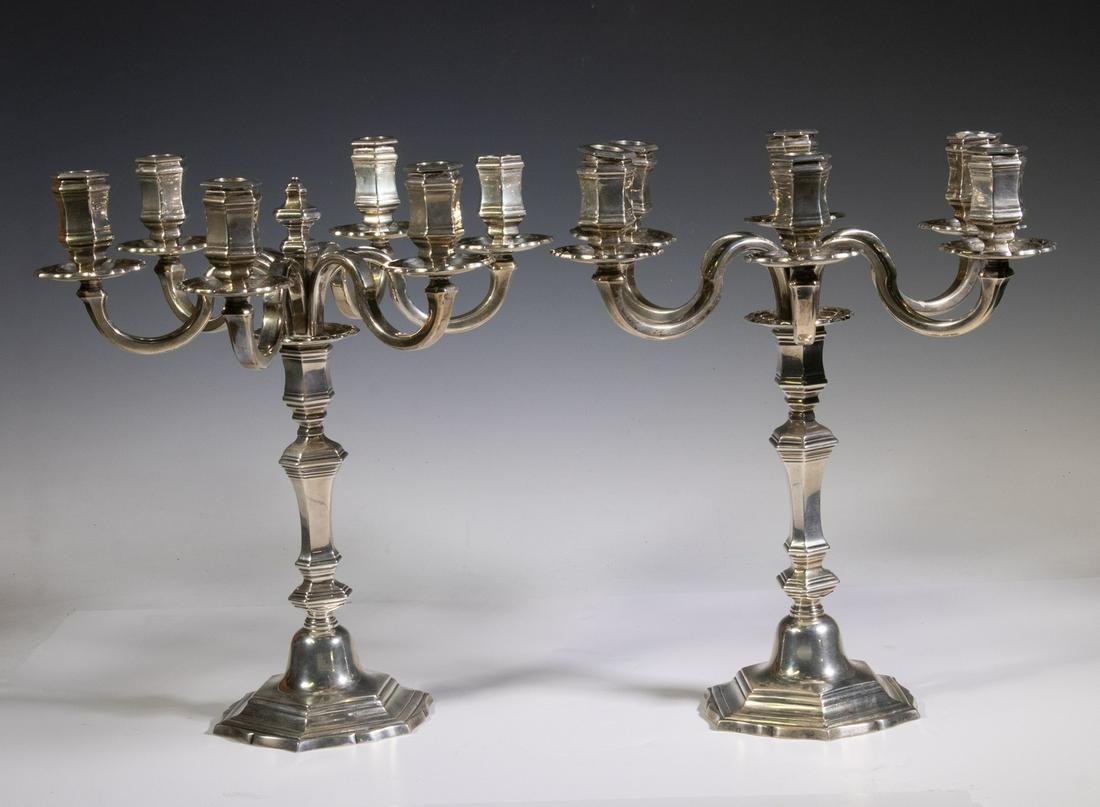 PAIR OF CARTIER SILVER CANDELABRA (1 of 5)