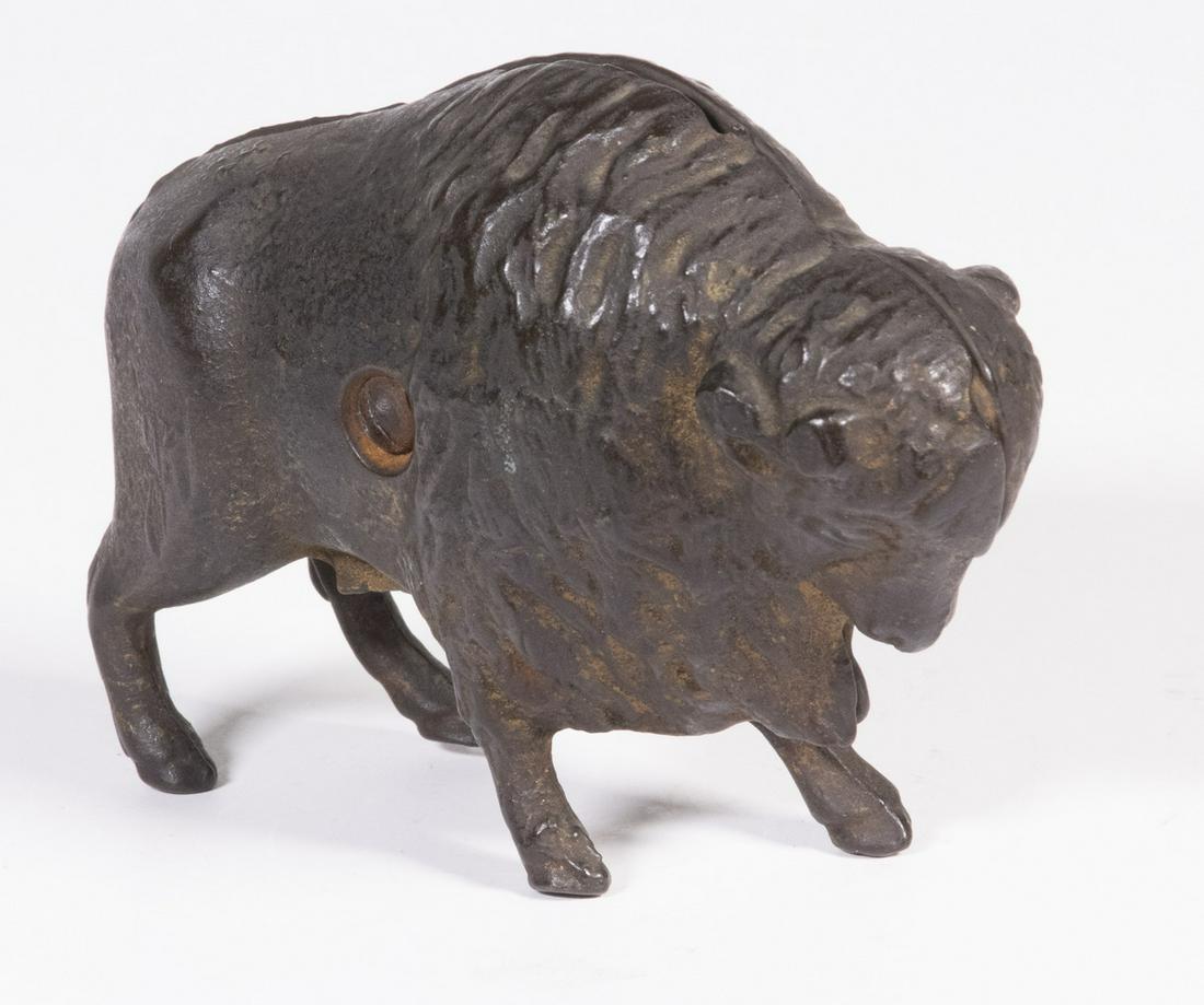 CAST IRON BUFFALO STILL BANK (1 of 2)