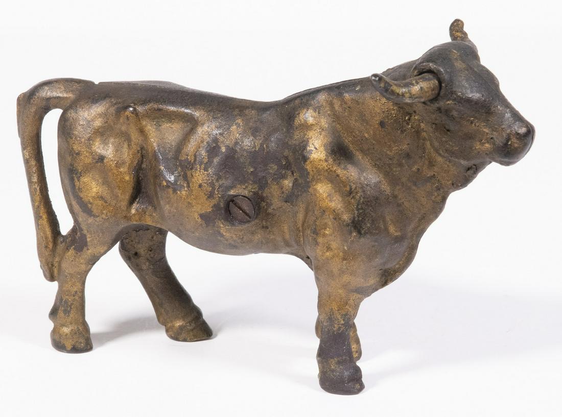 CAST IRON BULL FORM MECHANICAL BANK (1 of 2)