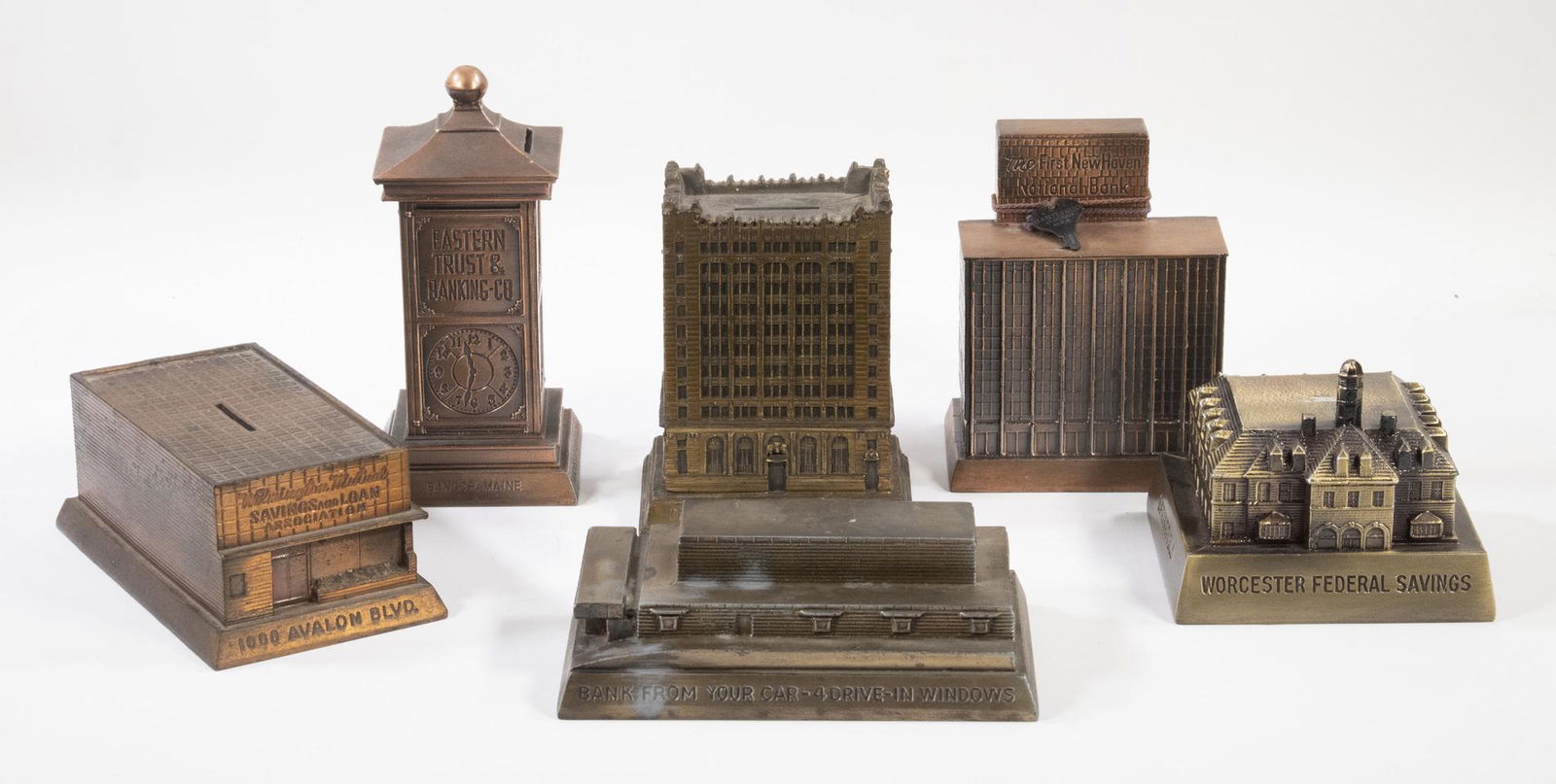 (6) CAST METAL BUILDING FORM STILL BANKS (1 of 3)