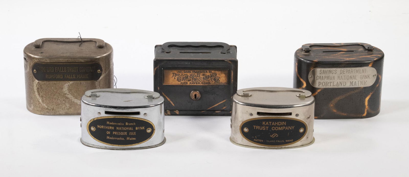 (5) VINTAGE LOCK BOX FORM STILL BANKS (1 of 3)