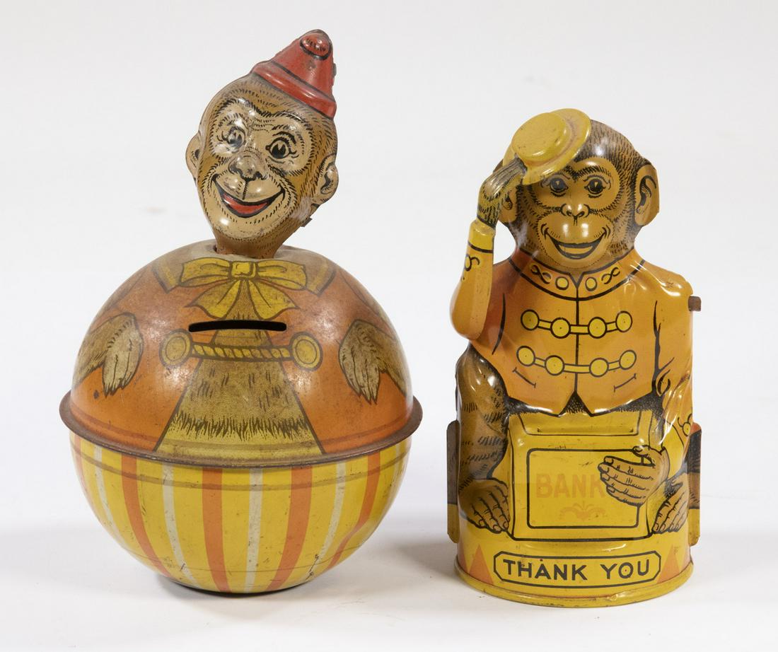 (2) J. CHEIN & CO. TIN LITHO MONKEY BANKS (1 of 3)