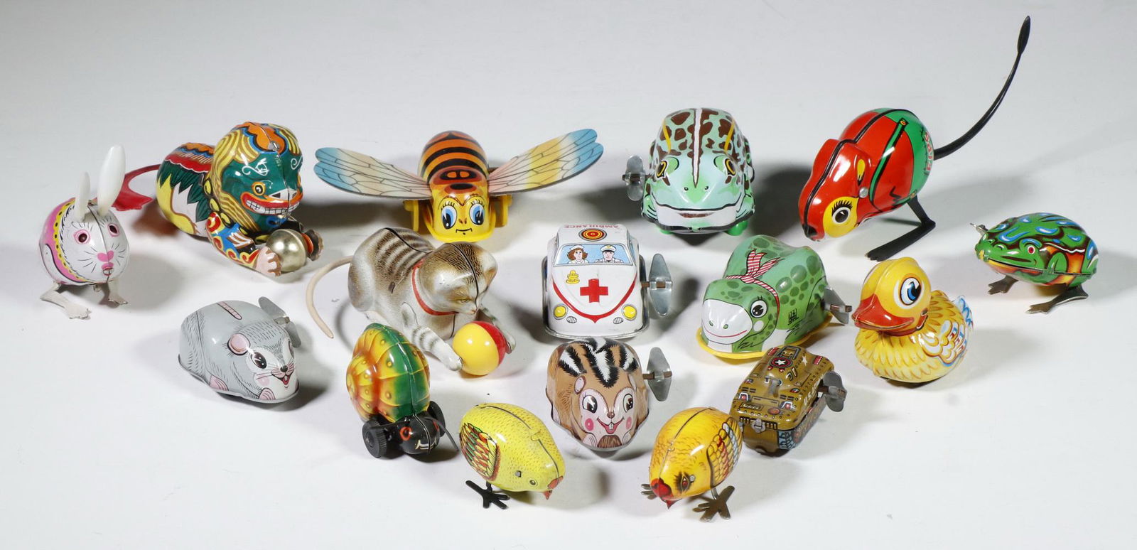 (17) CONTEMPORARY SMALL WIND-UP TIN LITHO TOYS (1 of 1)