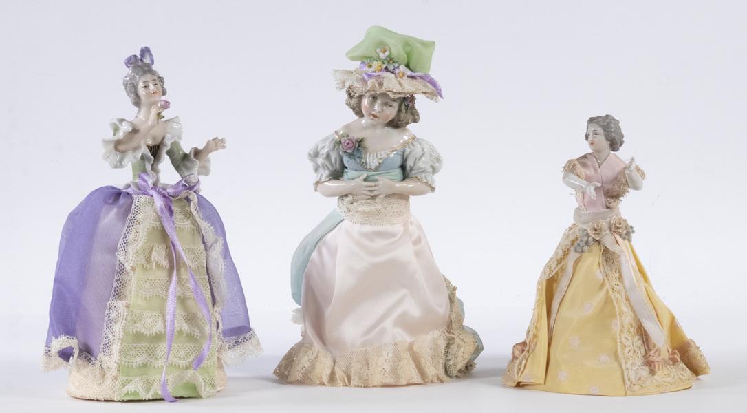 (3) PORCELAIN PIN CUSHION DOLLS (1 of 4)