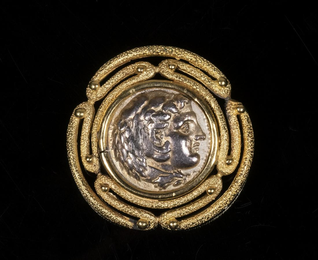 CUSTOM DESIGNER BROOCH 18K GOLD STAMPED GREECE (1 of 3)