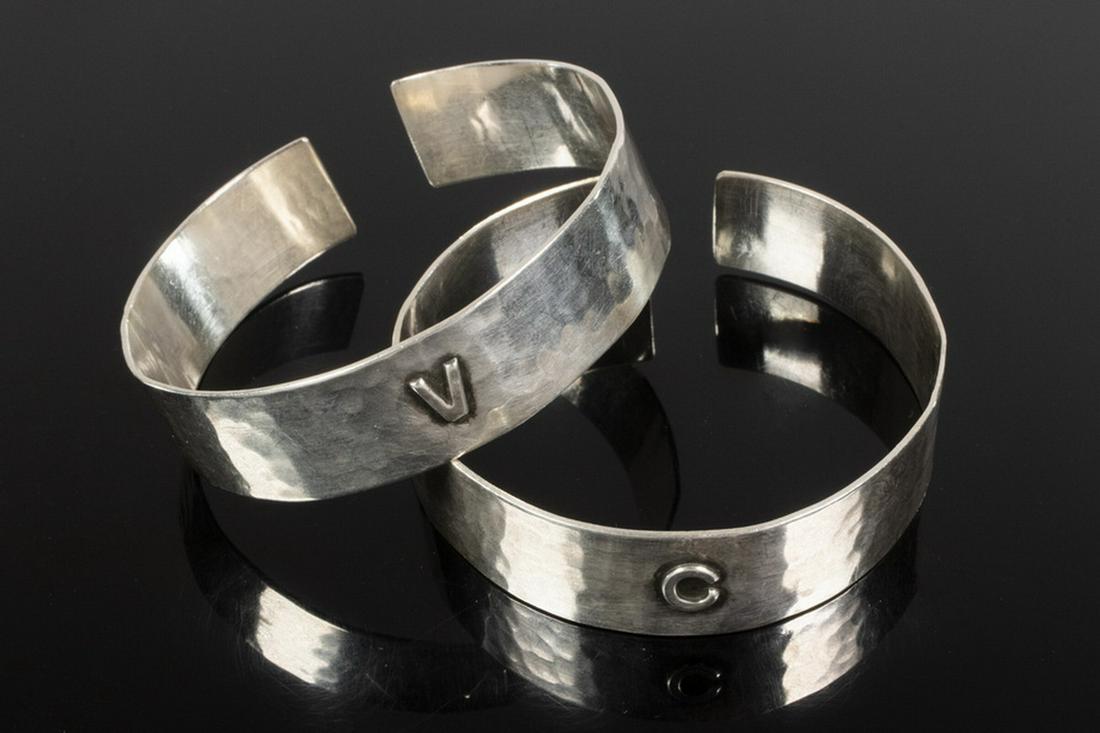 PR OF STERLING SILVER CUFF BRACELETS (1 of 2)