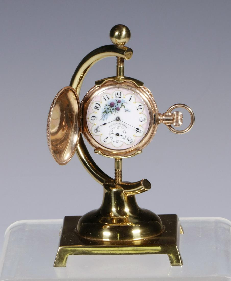 AMERICAN WALTHAM PENDANT WATCH ON STAND (1 of 4)