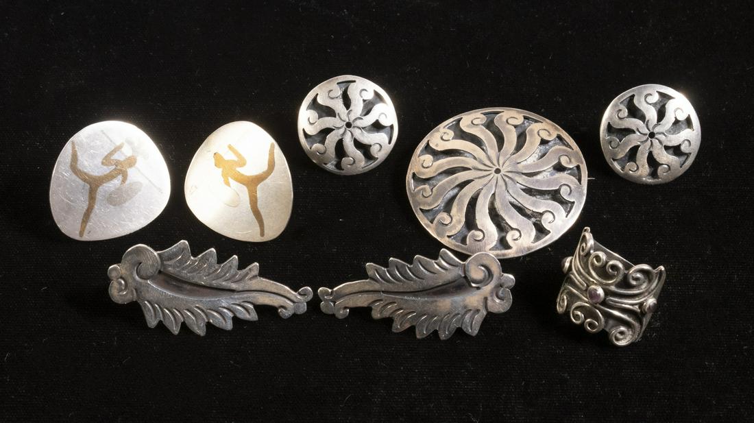 (4 PCS) VINTAGE TAXCO MEXICO SILVER JEWELRY (1 of 5)