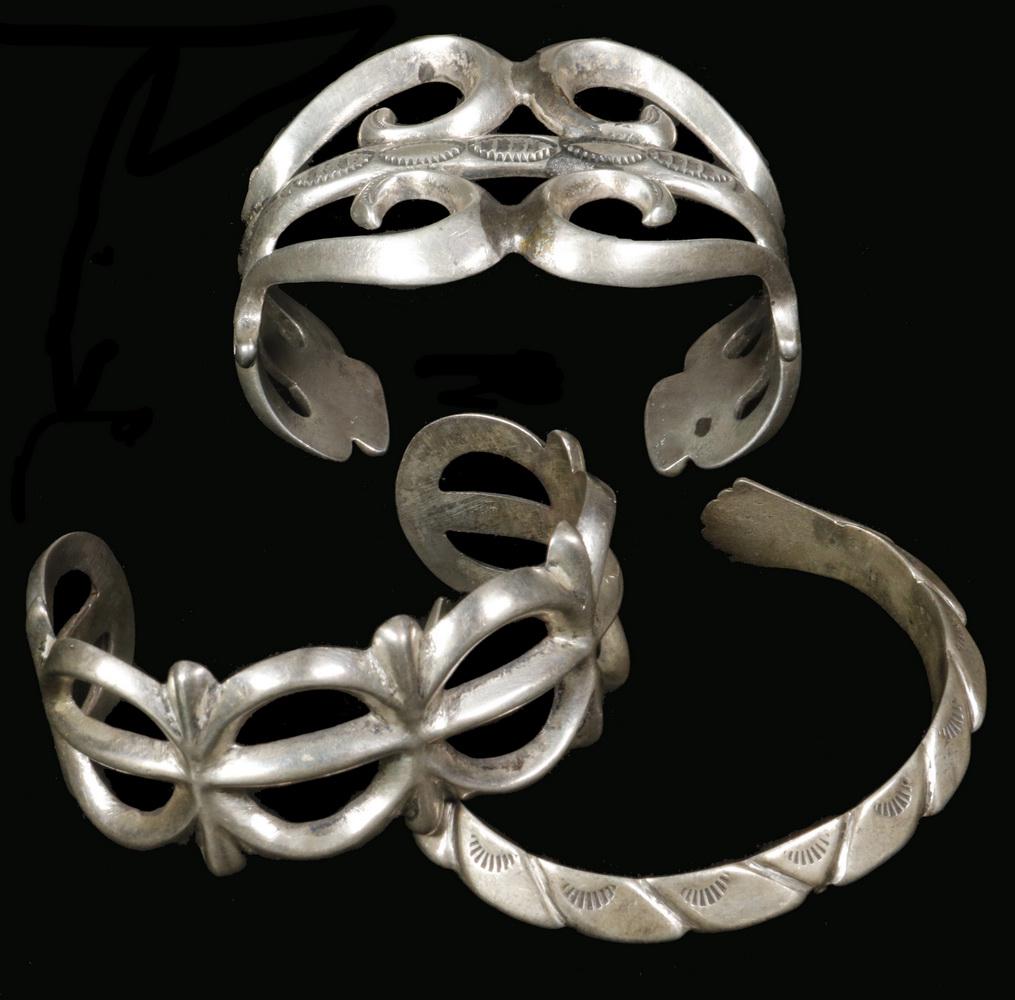(3) NATIVE AMERICAN SILVER BRACELETS (1 of 1)