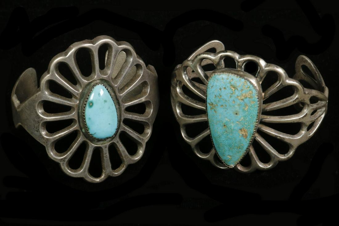 (2) NATIVE AMERICAN SANDCAST SILVER & TURQUOISE (1 of 2)