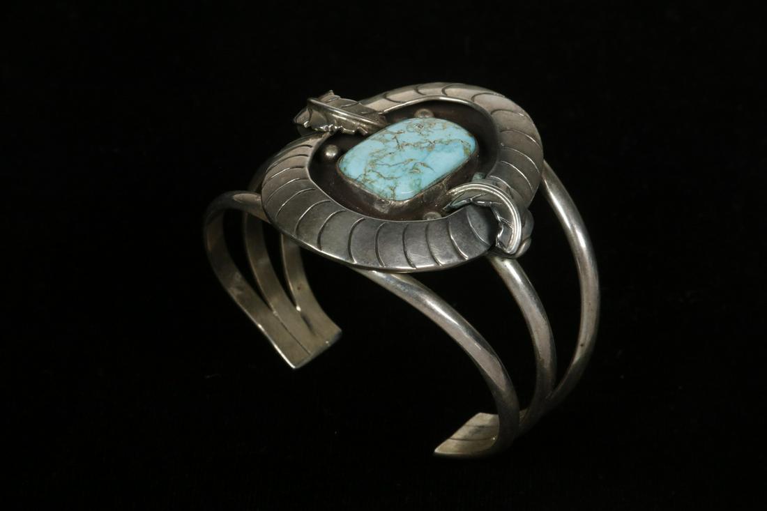 SILVER & TURQUOISE CUFF BRACELET BY WILSON PADILLA (1 of 3)