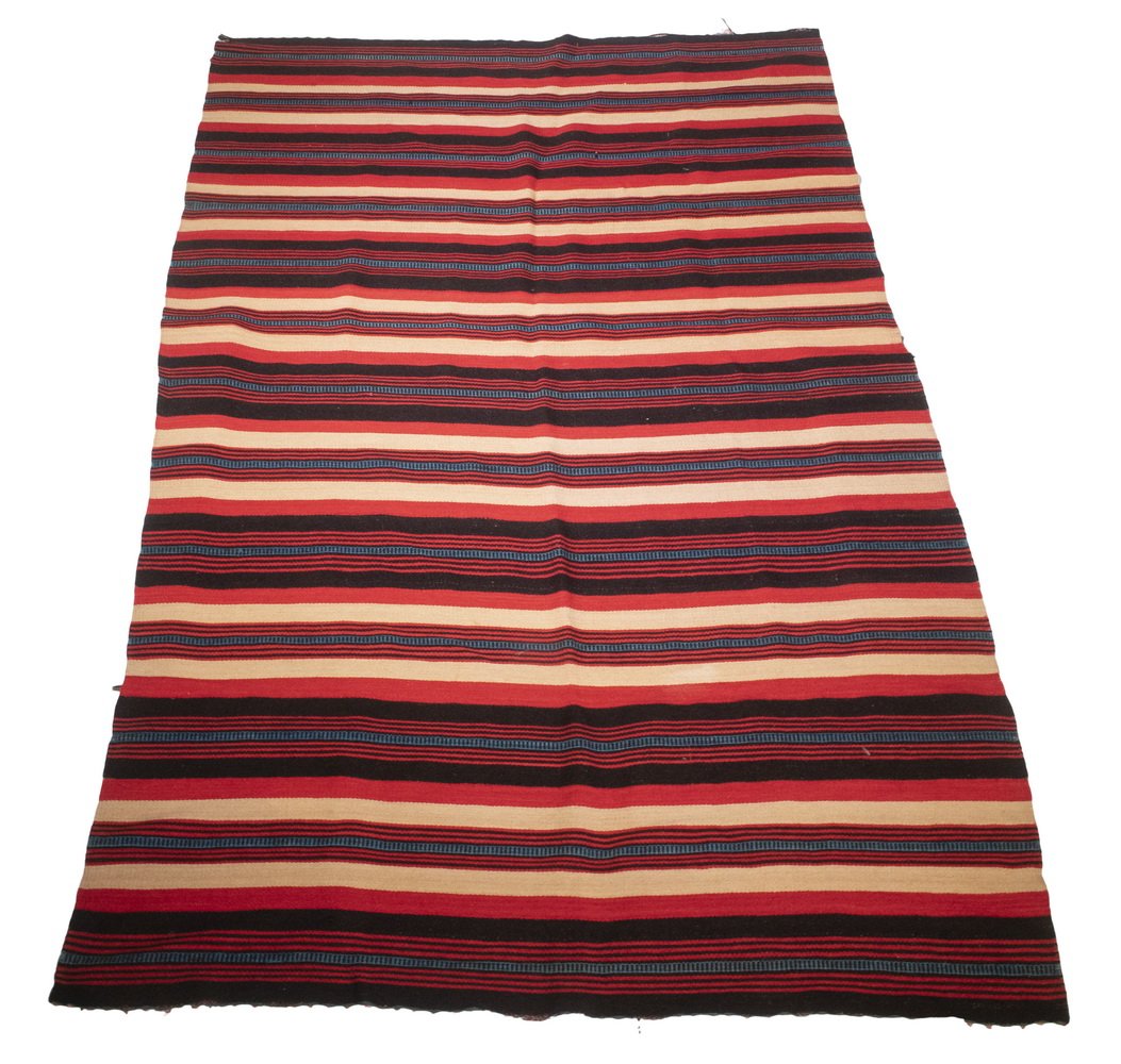 LARGE NAVAJO CHIEF'S BLANKET; RED, BLACK, IVORY AND BLU (1 of 10)