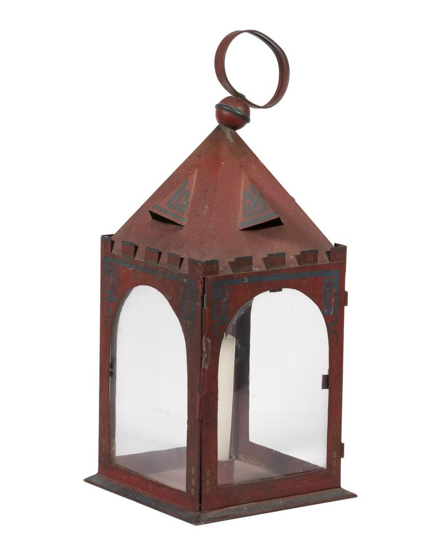 TOLE PAINTED CANDLE LANTERN (1 of 2)