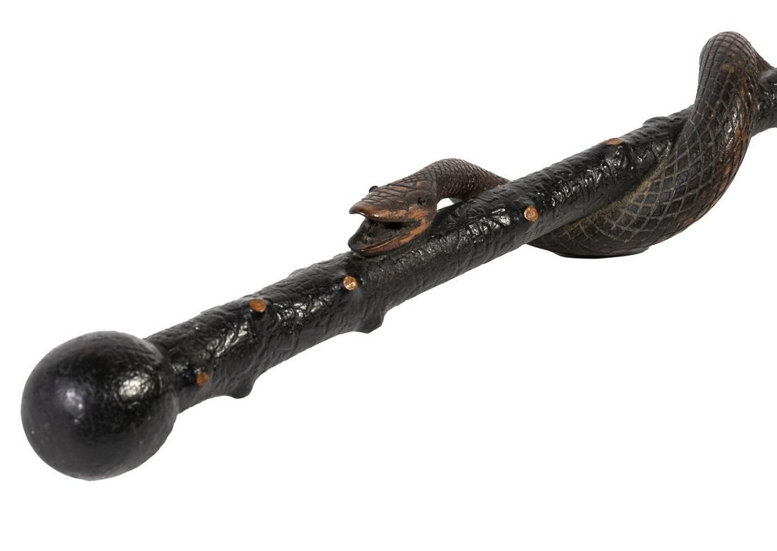 CIVIL WAR ERA FOLK ART HAND CARVED WALKING CANE WITH (1 of 2)