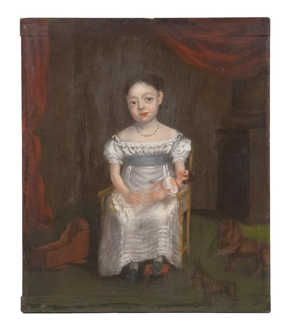 UNFRAMED NAIVE PORTRAIT, AMERICAN, CIRCA 1830 (1 of 3)