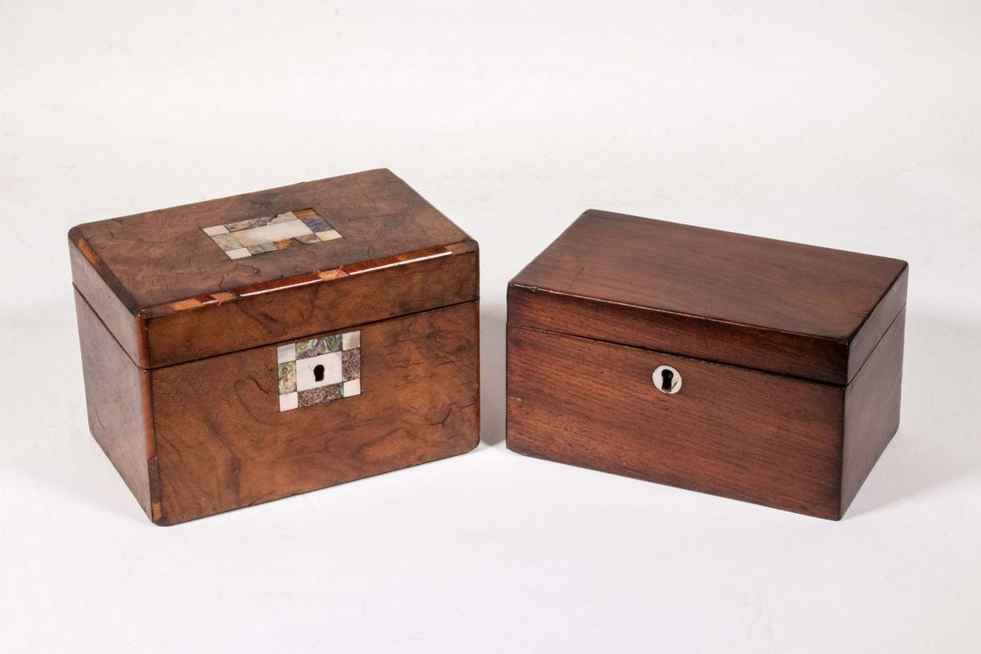 (2) MAHOGANY TEA BOXES (1 of 2)