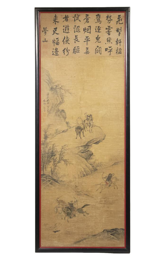 MING DYNASTY CHINESE FRAMED PAINTED LANDSCAPE SCROLL (1 of 6)