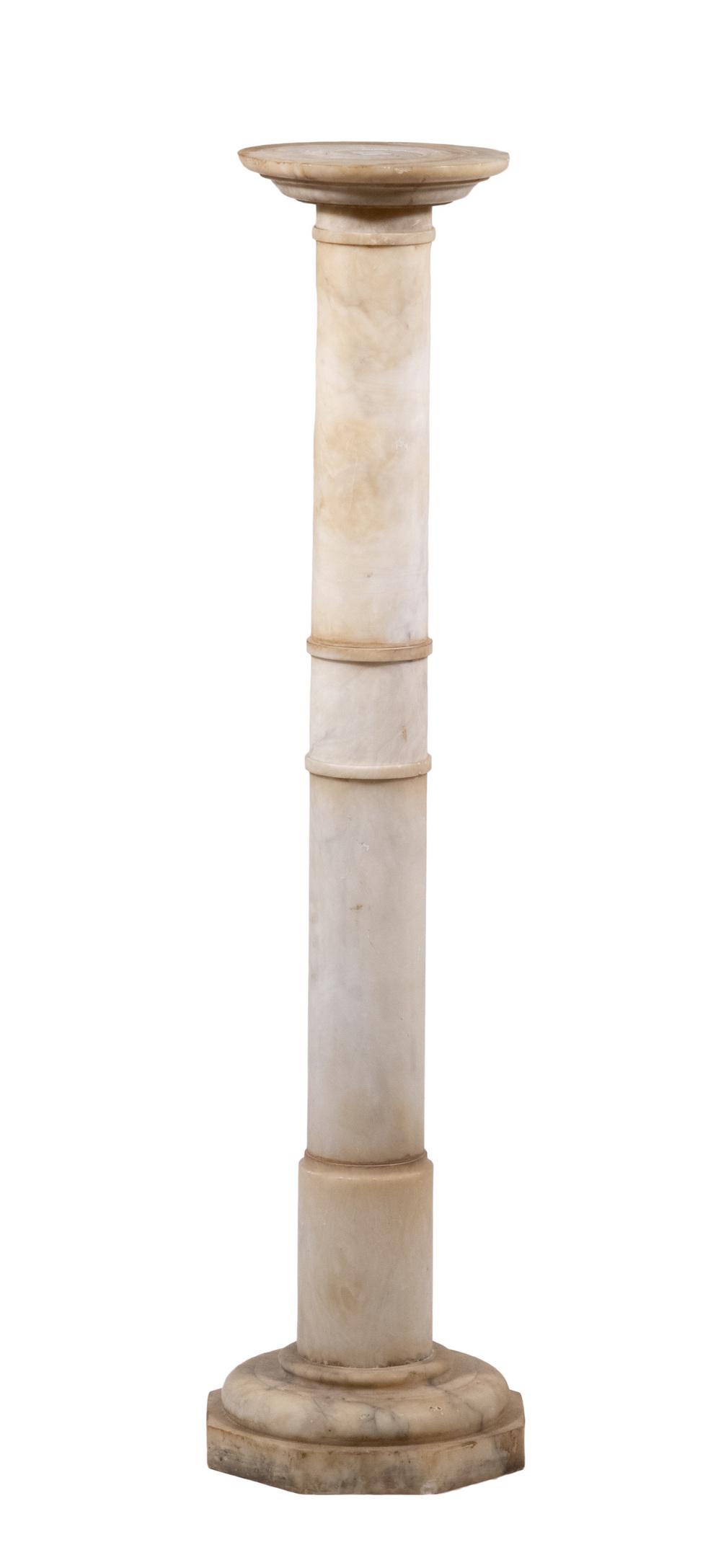 WHITE MARBLE DISPLAY PEDESTAL, PROBABLY ITALIAN (1 of 2)