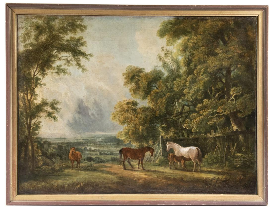 EARLY 19TH C. LANDSCAPE WITH HORSES (1 of 4)