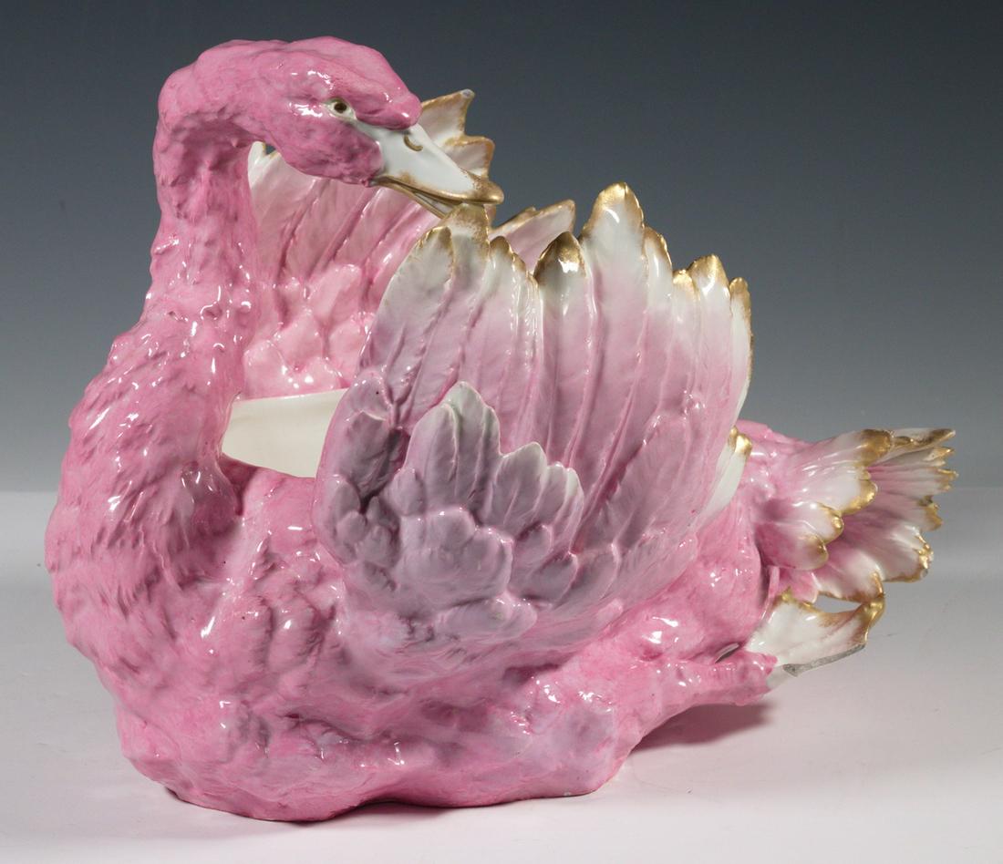 PORCELAIN SWAN FORM JARDINIERE (1 of 4)