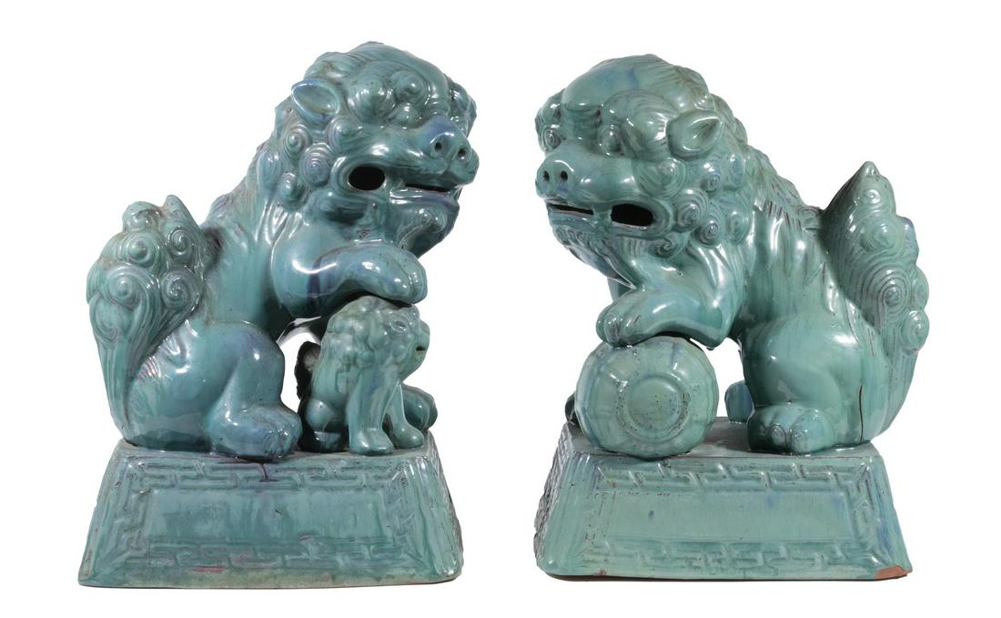 PR GLAZED TERRACOTTA FOO DOGS (1 of 3)