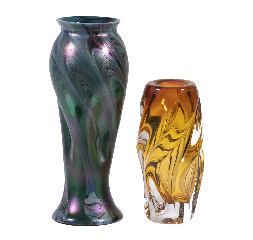 (2) ART GLASS VASES (1 of 2)