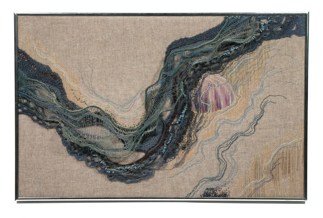 FRAMED TEXTILE ART BY DOROTHY E. HICKEY OF KENNETT SQUARE, PENNSYLVANIA (1 of 2)