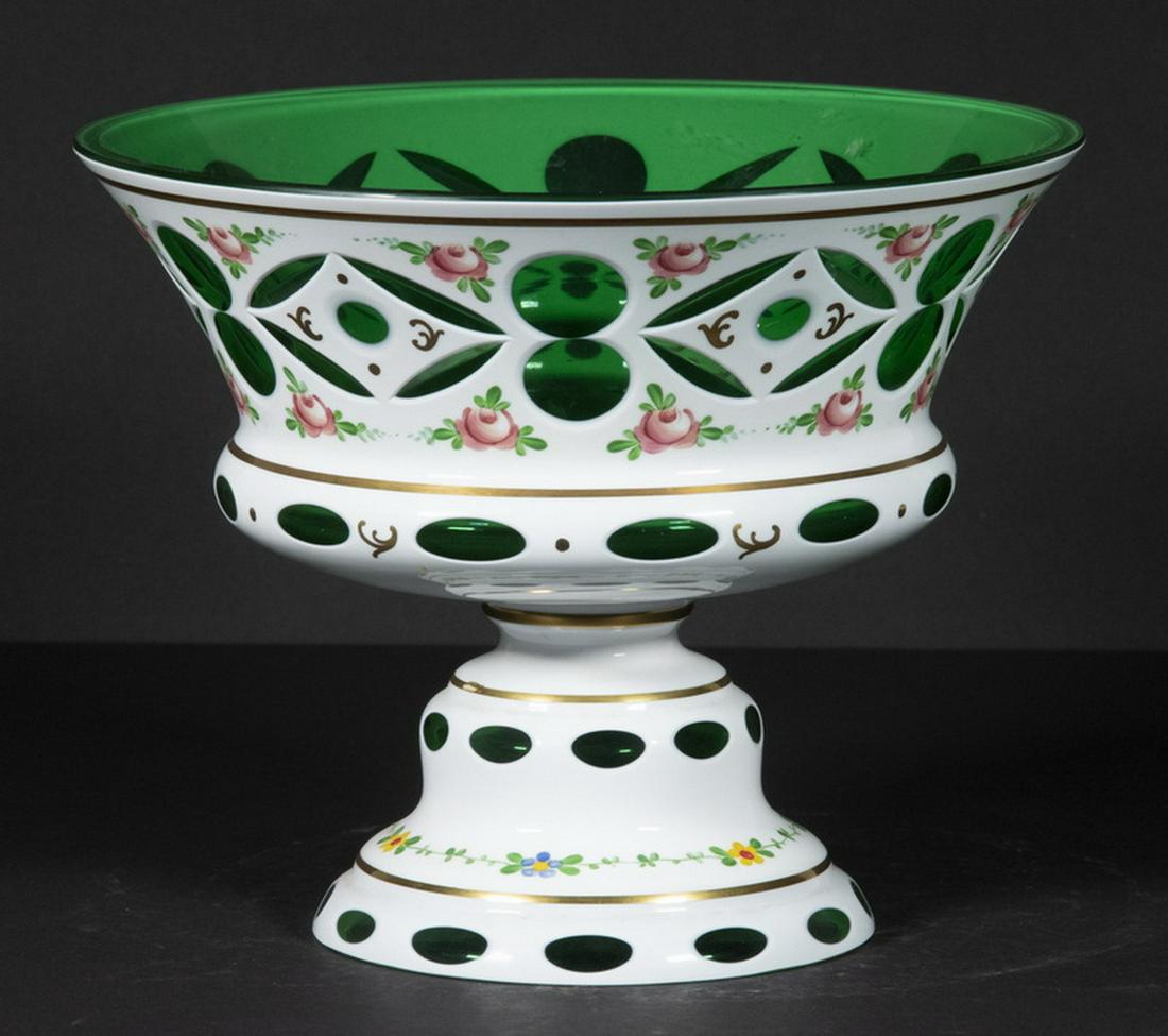 BOHEMIAN WHITE CASED GLASS COMPOTE (1 of 2)