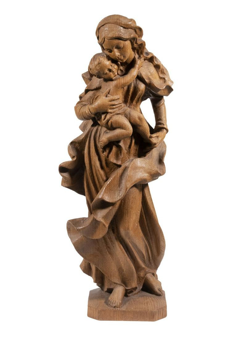 20TH C. ITALIAN MADONNA AND CHILD CARVING (1 of 2)