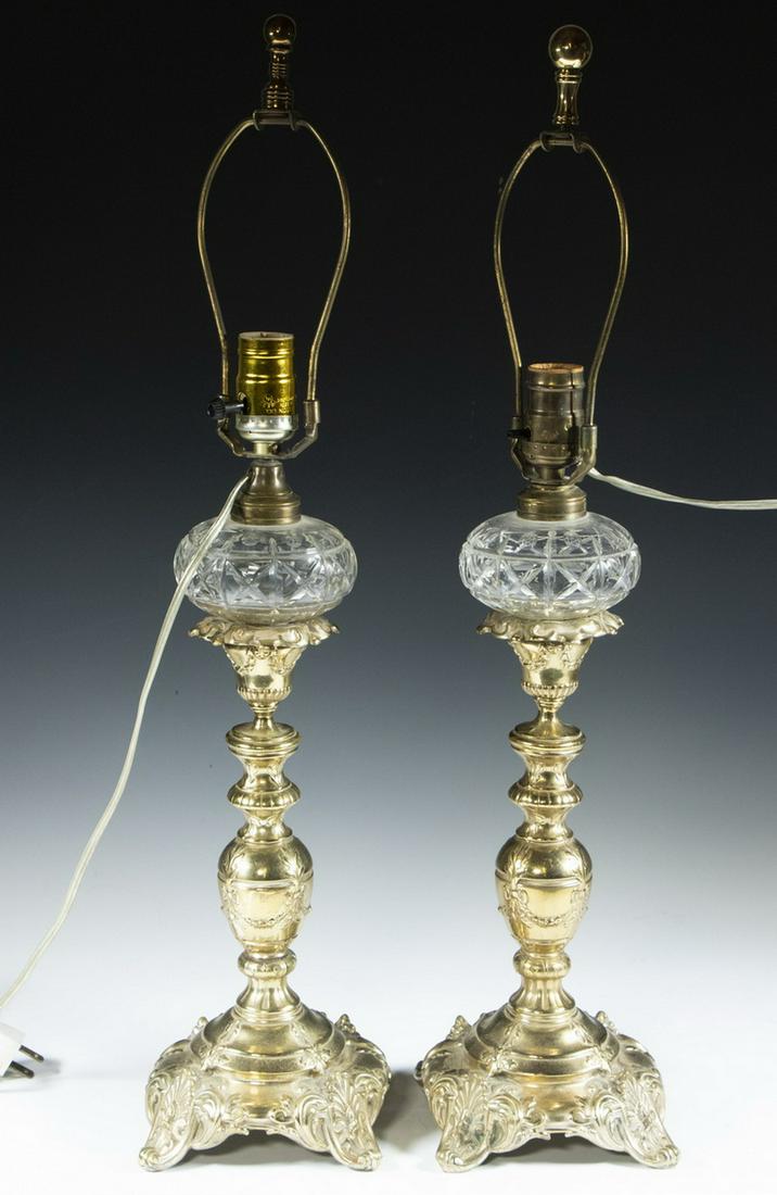 PR OF ELECTRIFIED ANTIQUE POLISH CANDLESTICKS (1 of 1)