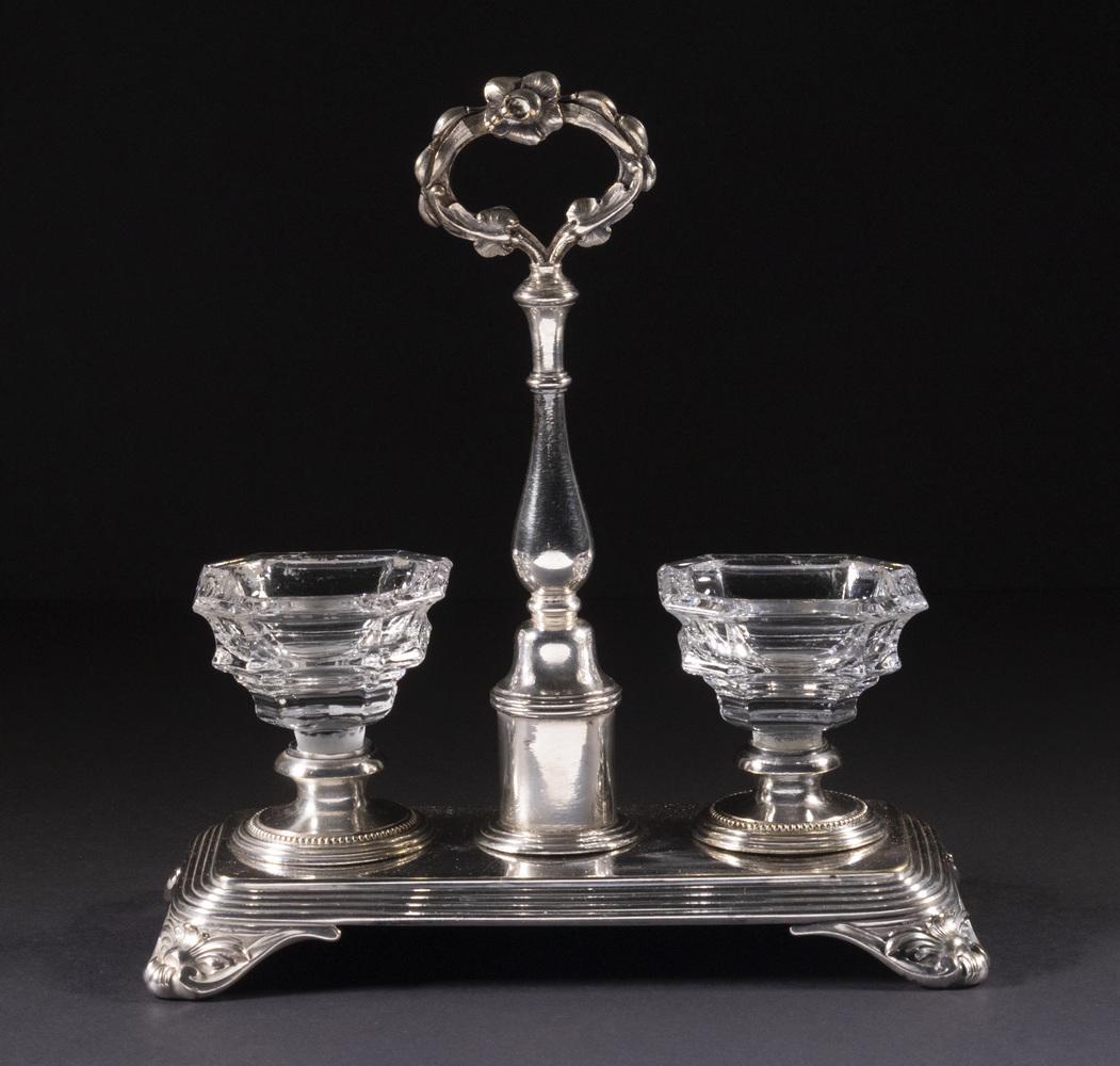 CHRISTOFLE SILVER-PLATE DOUBLE SALT STAND (1 of 2)