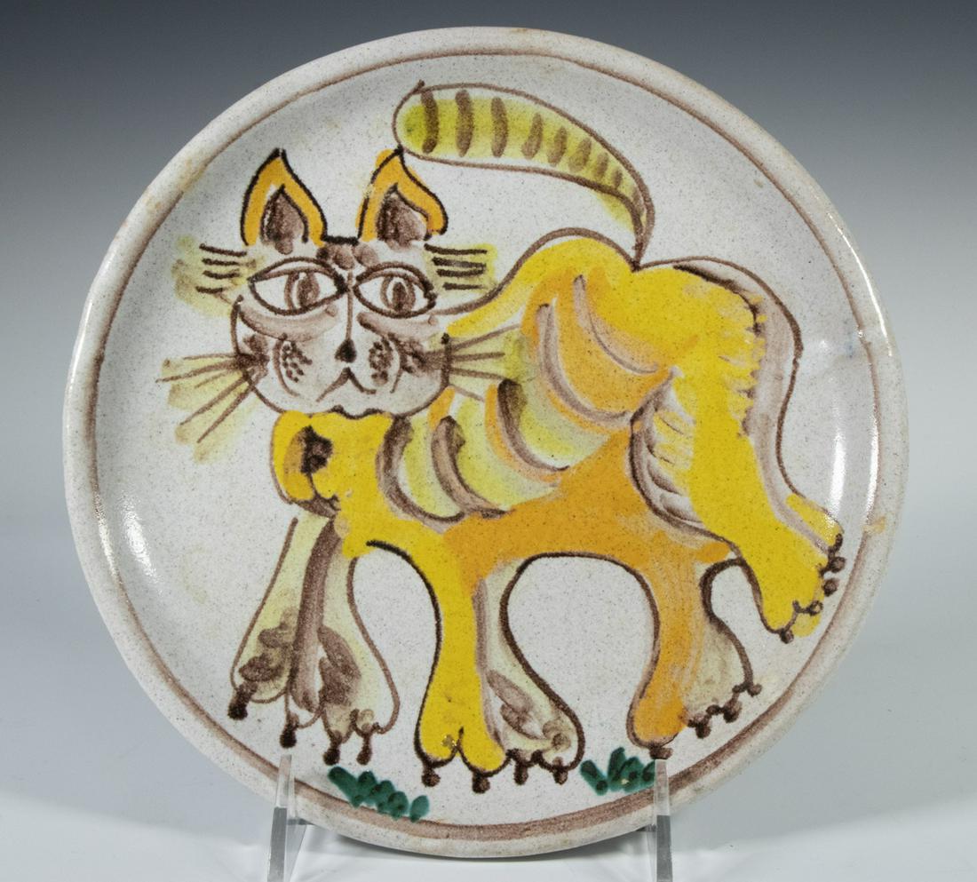 DESIMONE ITALIAN POTTERY CAT PLATE (1 of 2)