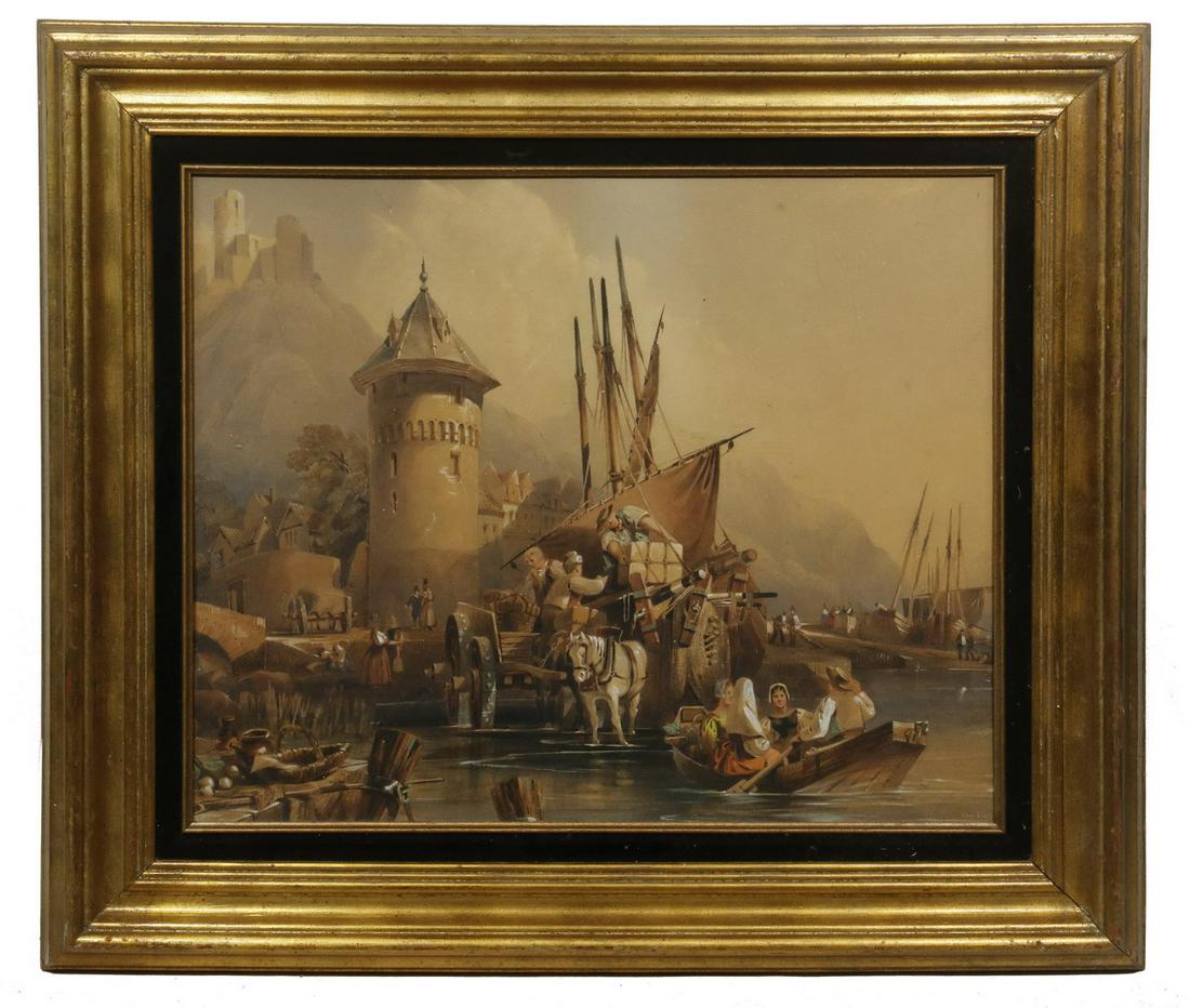 UNSIGNED 19TH C. GERMAN GOUACHE (1 of 3)