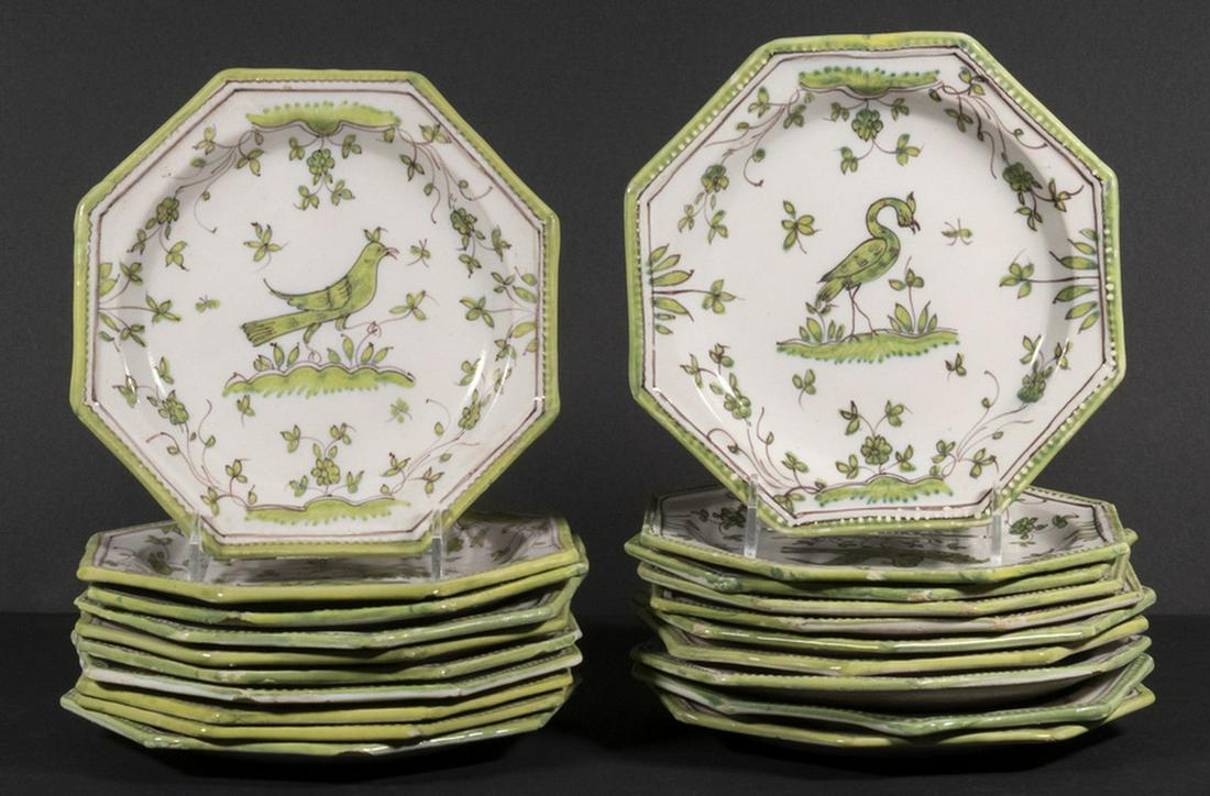 (20) FRENCH FAIENCE OCTAGONAL PLATES (1 of 3)