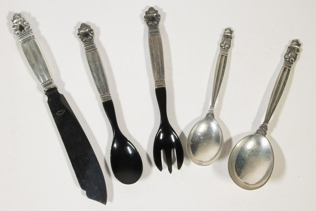 GEORG JENSEN "ACORN" PATTERN STERLING FLATWARE (1 of 4)