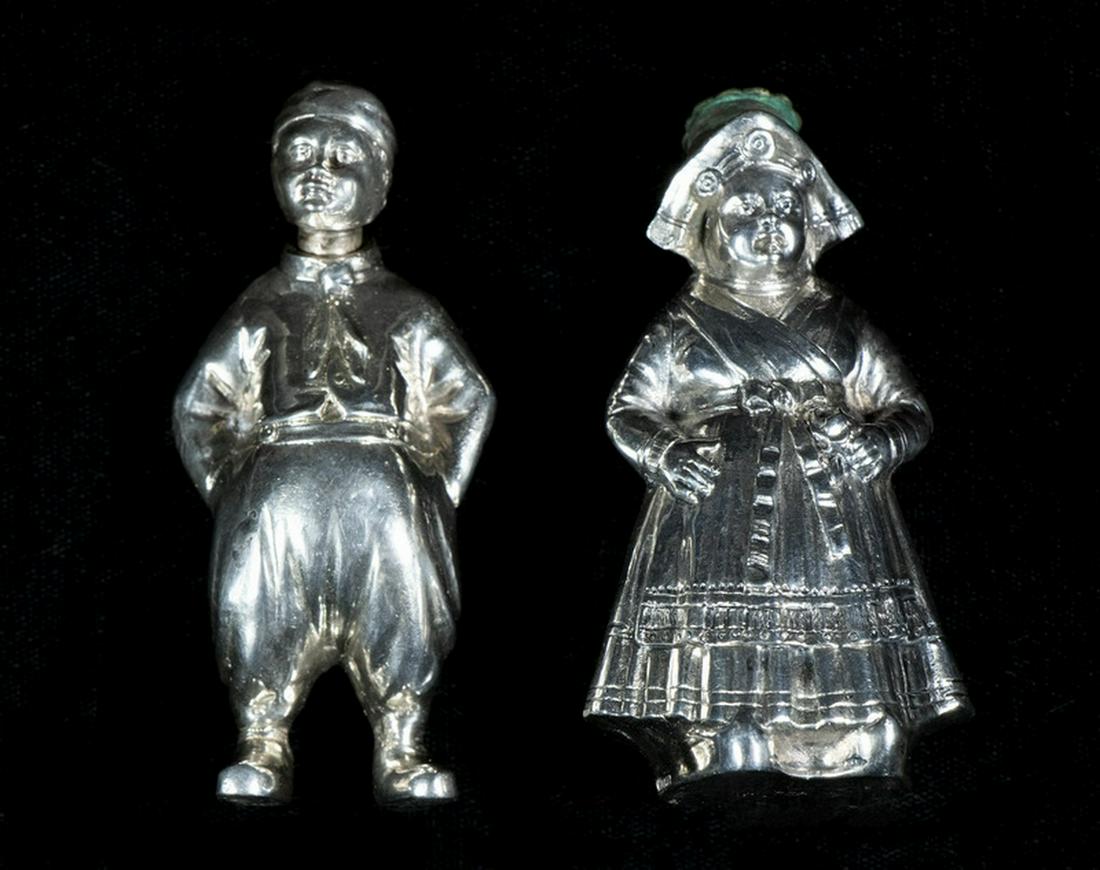 PR GERMAN SILVER FIGURAL SALT & PEPPER SHAKERS (1 of 3)