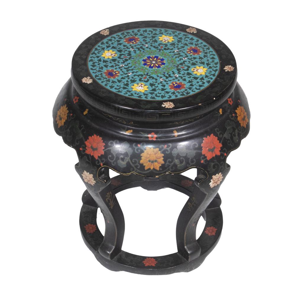 CHINESE CLOISONNE TOP ENAMELED TABLE (1 of 2)
