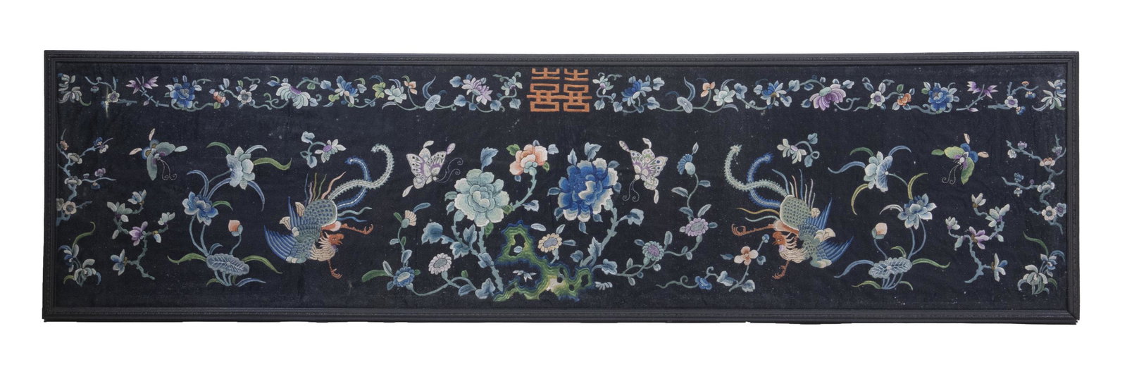 LARGE FRAMED CHINESE SILKWORK TEXTILE (1 of 2)