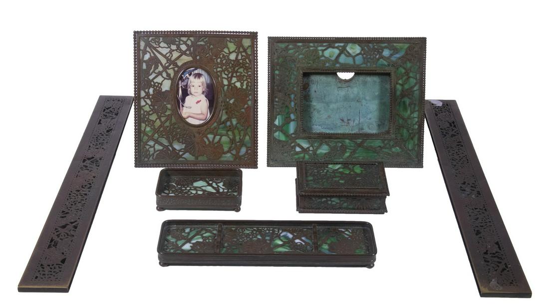 TIFFANY STUDIOS GRAPEVINE PATTERN (7 PC) DESK SET (1 of 7)