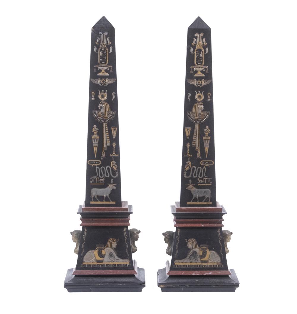 PR 19TH C. EGYPTIAN REVIVAL MARBLE OBELISKS (1 of 3)
