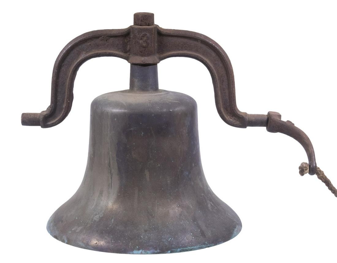 LARGE BRONZE RAILROAD OR STEAMBOAT BELL, FOUND IN MAINE