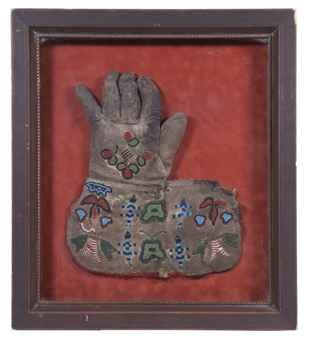 FRAMED NATIVE AMERICAN BEADED GLOVE (1 of 2)