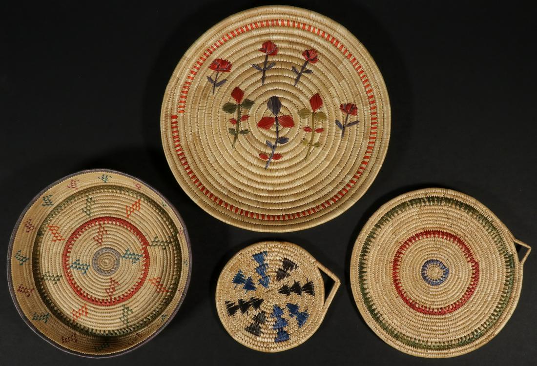 (4) YUP'IK ESKIMO BASKETRY TRAYS/WALL HANGERS (1 of 1)