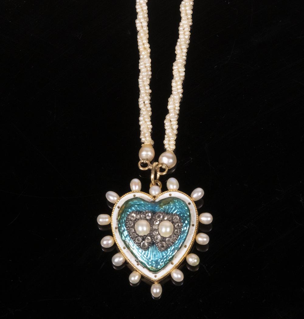 EDWARDIAN HEART PENDANT & SEED PEARL CHAIN (1 of 4)