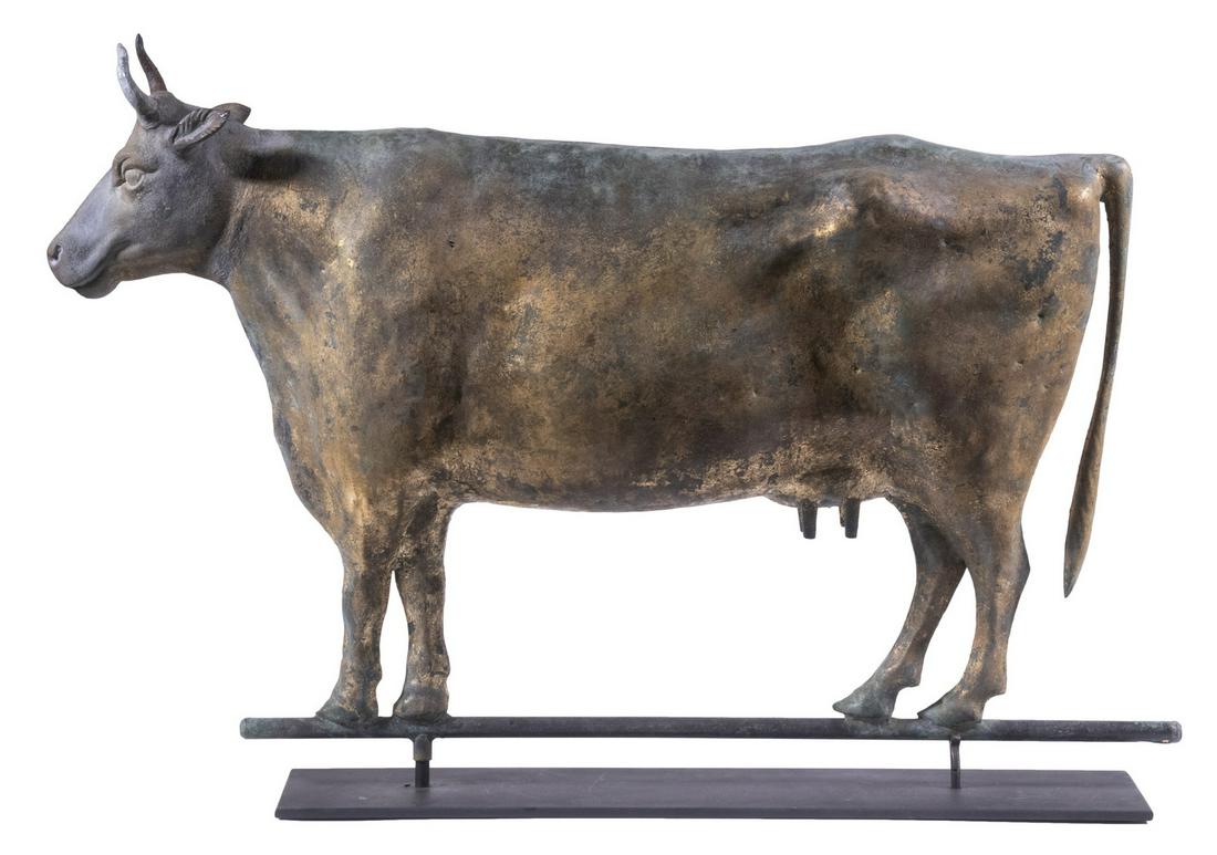 FULL-BODIED 'JERSEY COW' WEATHERVANE ATTRIBUTED TO L.W. CUSHING & SON (1 of 2)