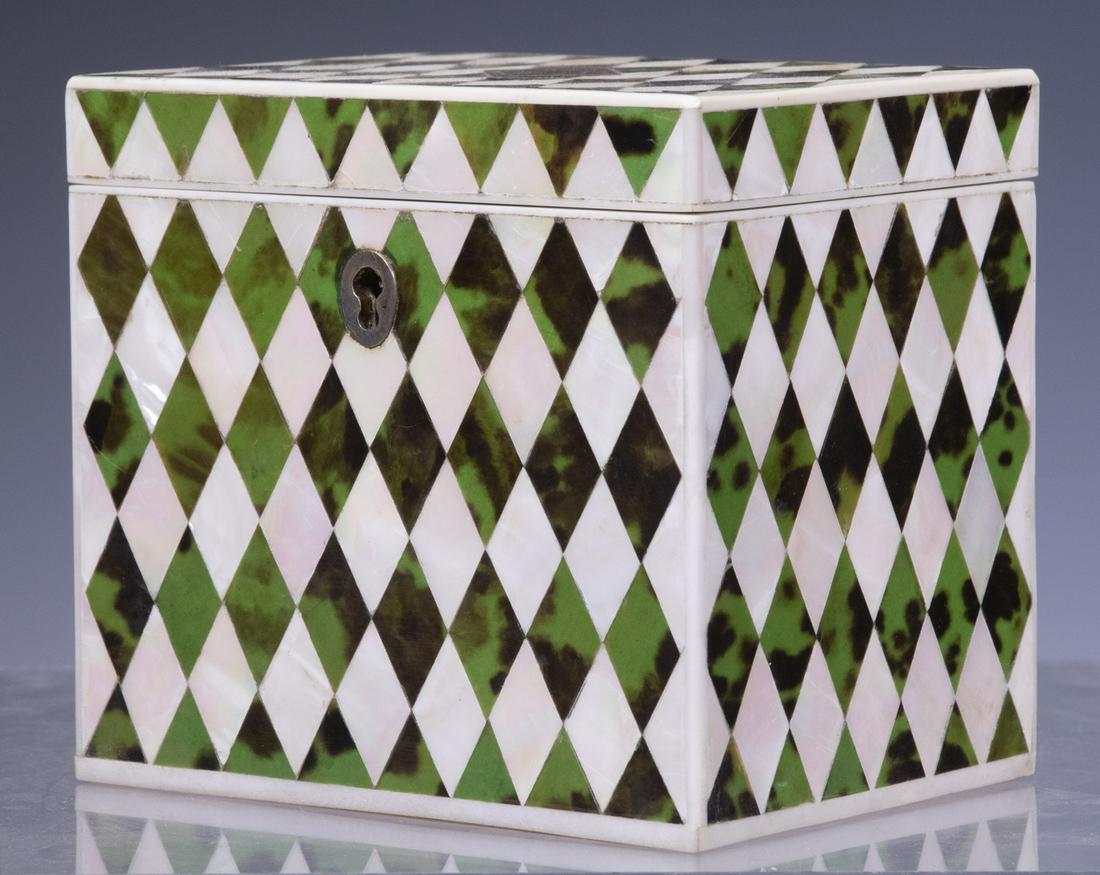 RARE "HARLEQUIN" TEA CADDY (1 of 5)